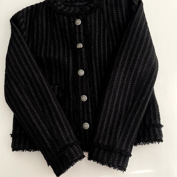 SAND Copenhagen Chili Tweed Jacket Size 38 Black Fringe - Picture 10 of 16